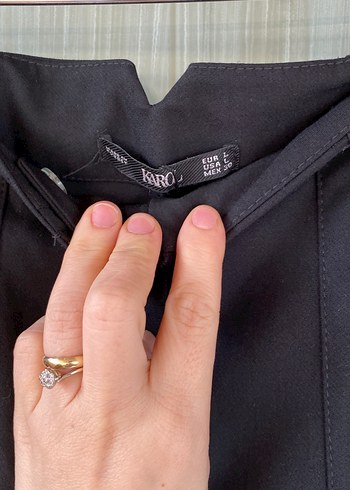 Siyah Pilili Kadın Kumaş Pantolon - Görsel 4