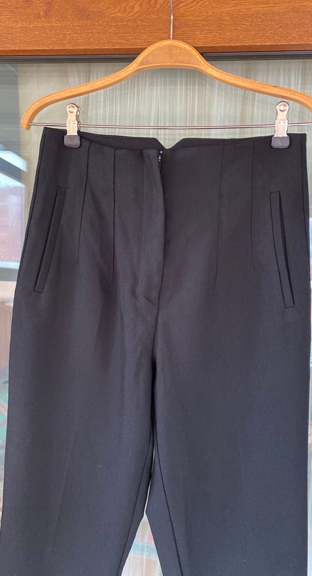 Siyah Pilili Kadın Kumaş Pantolon - Görsel 2