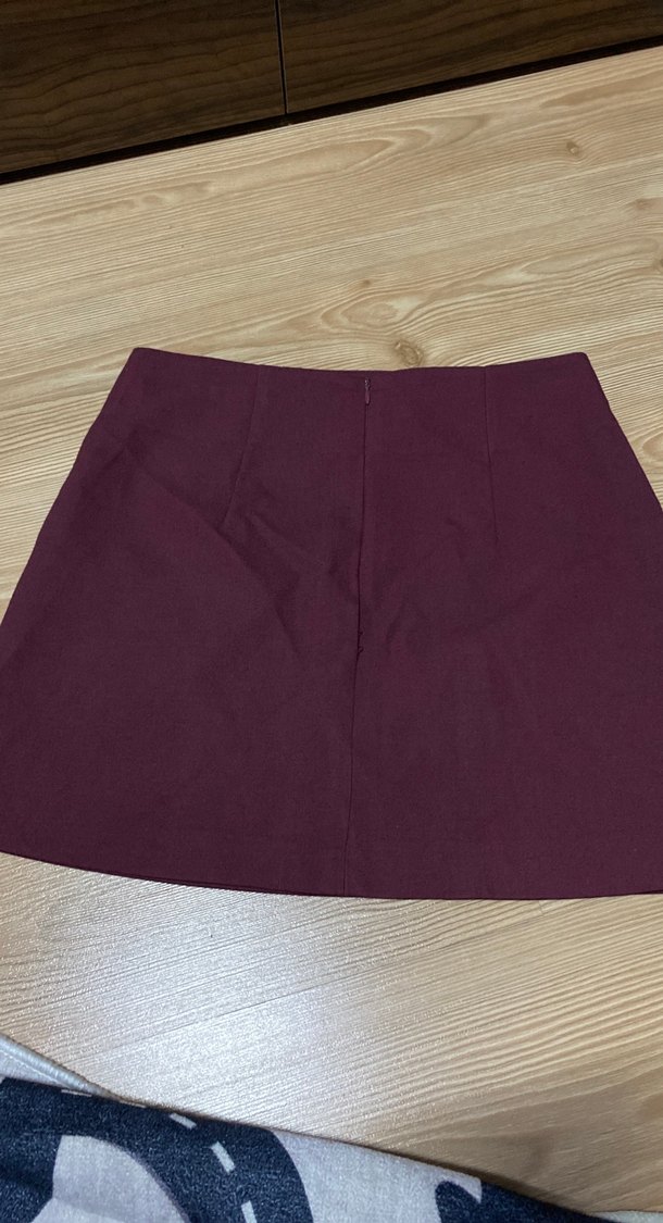 Bordo Kadın Midi Mini Etek - Görsel 3