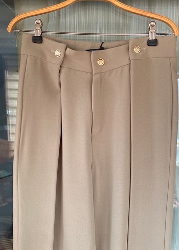 Bej Kadın Pilili Kumaş Pantolon - Görsel 2