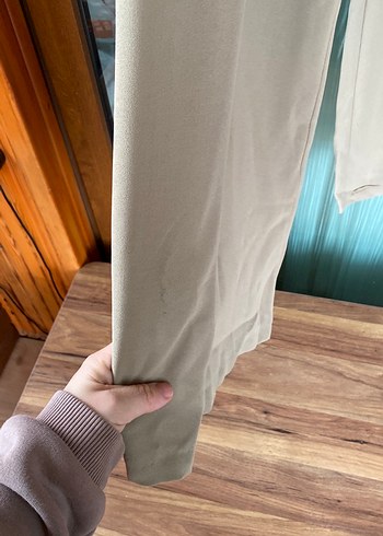 Bej Pileli Midi Kumaş Pantolon - Görsel 3