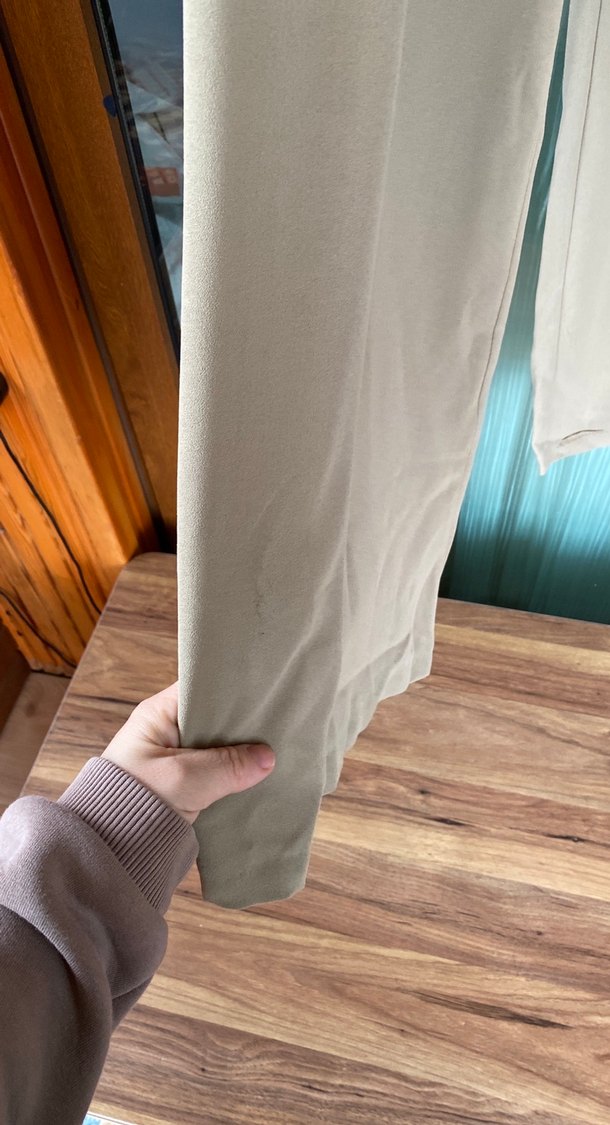 Bej Pileli Midi Kumaş Pantolon - Görsel 3