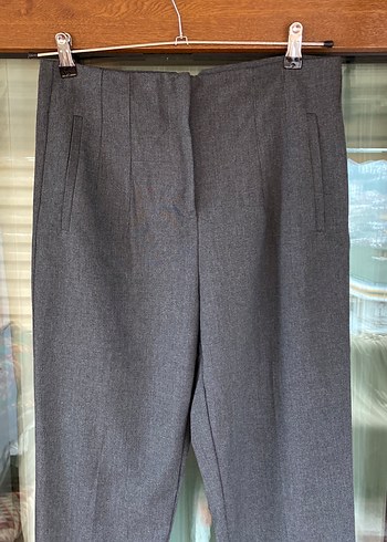 Gri Pilili Kadın Kumaş Pantolon - Görsel 2