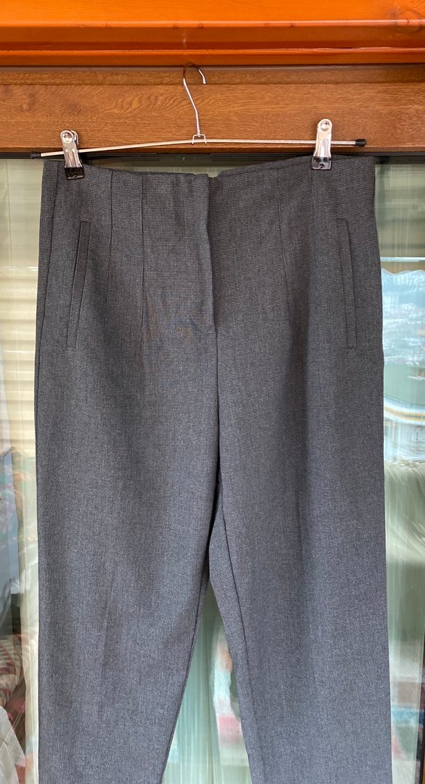 Gri Pilili Kadın Kumaş Pantolon - Görsel 2