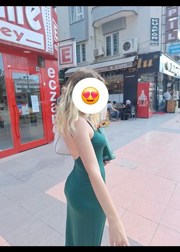 m Beden yeşil Renk Yeşil Uzun Sırt Dekolteli Elbise