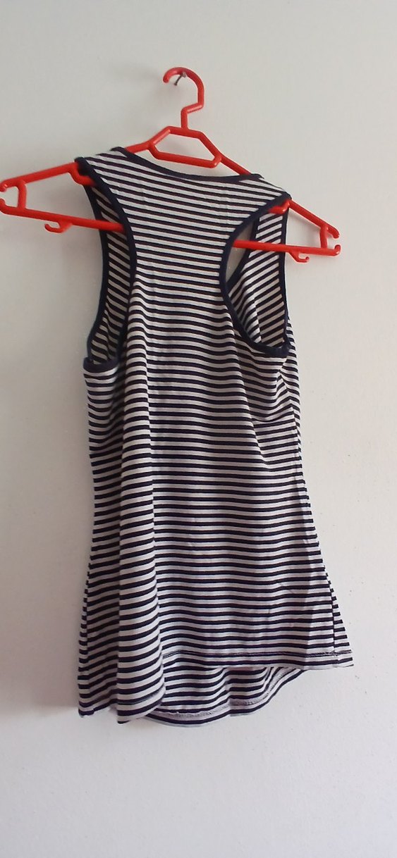 Düğmeli V Yakalı Çizgili Hamile Bluz - Görsel 2