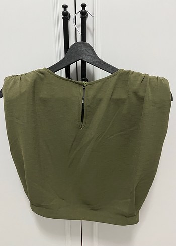 Kadın Haki Keten Basic Bluz - Görsel 5