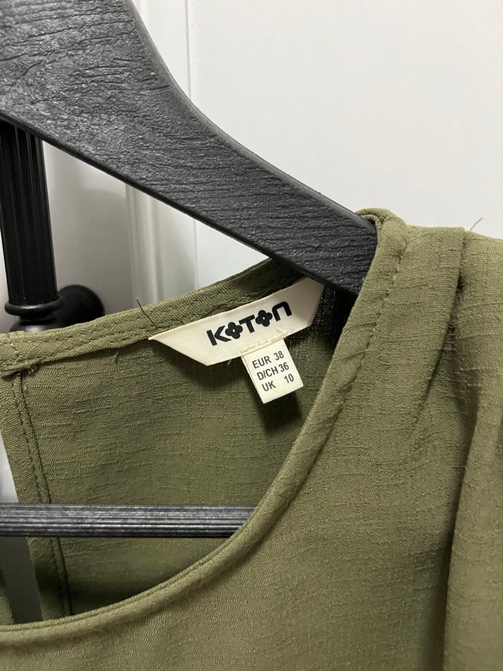 Kadın Haki Keten Basic Bluz - Görsel 3