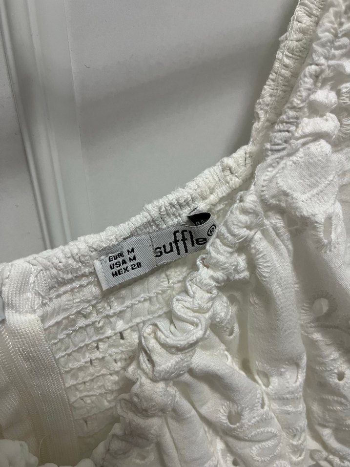 Beyaz Bohem Mini Gelinlik V Yaka - Görsel 2