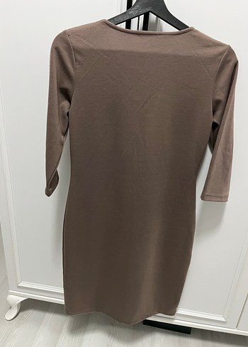 Bej Kadın Midi Süet Elbise - Görsel 4