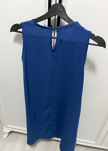 Lacivert Kolsuz Midi Keten Kadın Yelek - Görsel 4