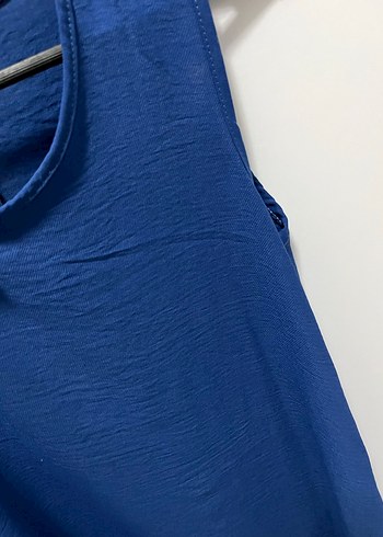 Lacivert Kolsuz Midi Keten Kadın Yelek - Görsel 2