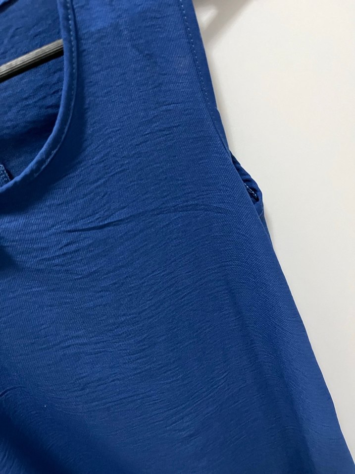 Lacivert Kolsuz Midi Keten Kadın Yelek - Görsel 2
