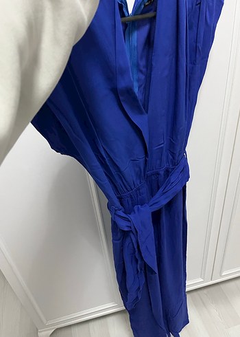 Mavi Drapeli Kadın Uzun Tulum - Görsel 5