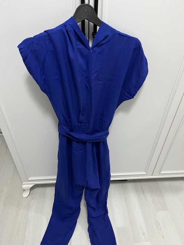 Mavi Drapeli Kadın Uzun Tulum - Görsel 4