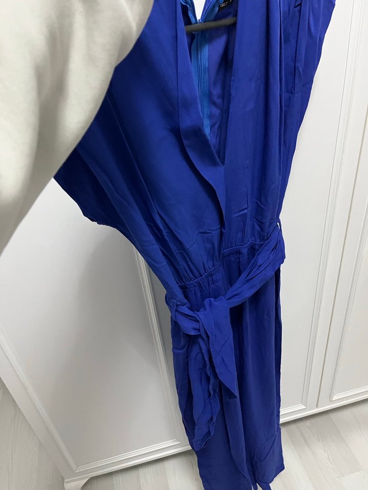 Mavi Drapeli Kadın Uzun Tulum - Görsel 5