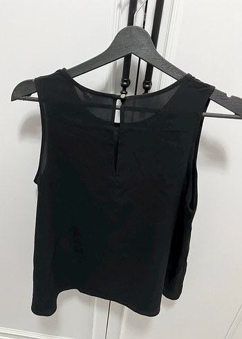 Süet Siyah V-Yaka Kolsuz Bluz - Görsel 4