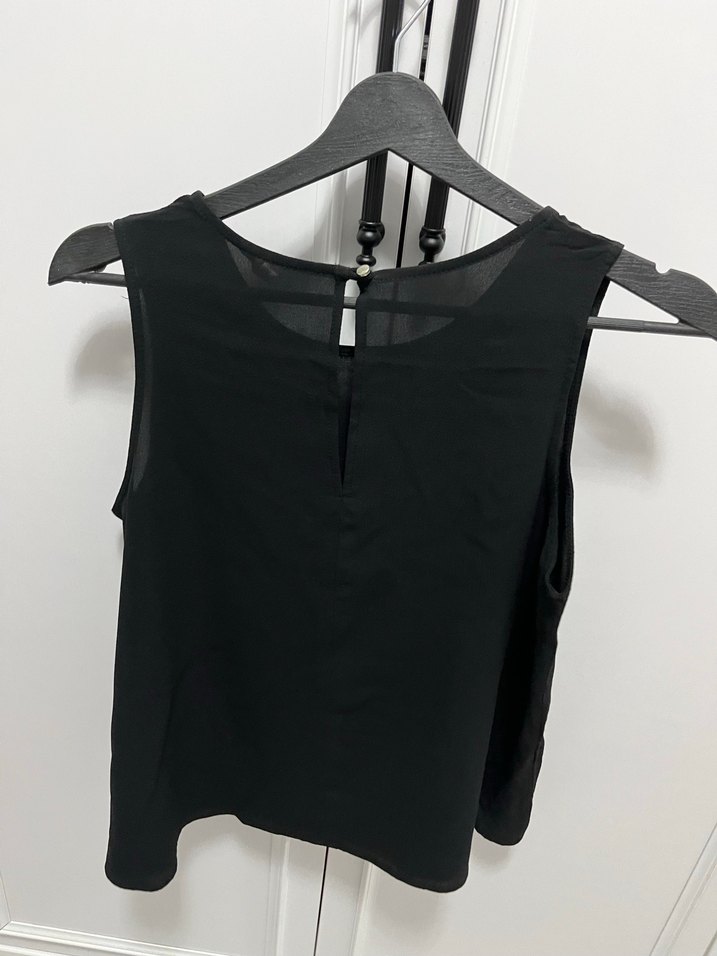 Süet Siyah V-Yaka Kolsuz Bluz - Görsel 4