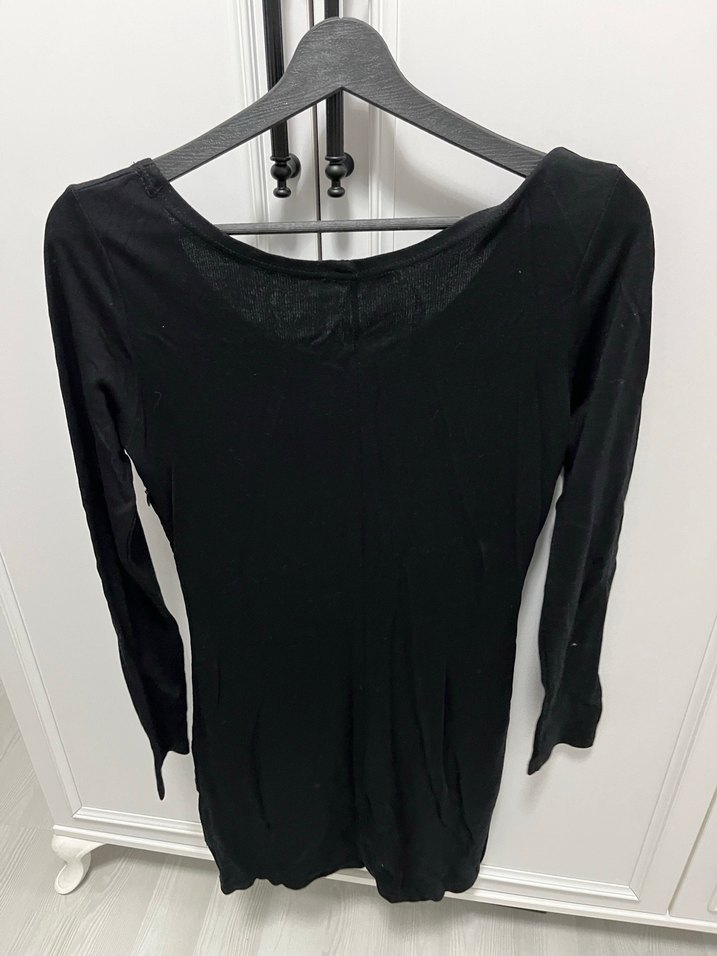 Uzun Kollu Siyah Kadın Triko Elbise - Görsel 4