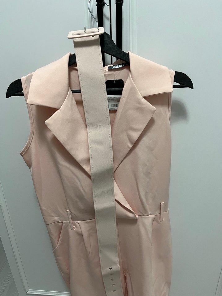 Pudra Rengi Kadın Kemerli Tulum - Görsel 4