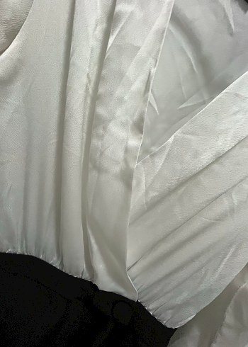 Uzun Kollu Beyaz-Siyah Midi Tulum - Görsel 6