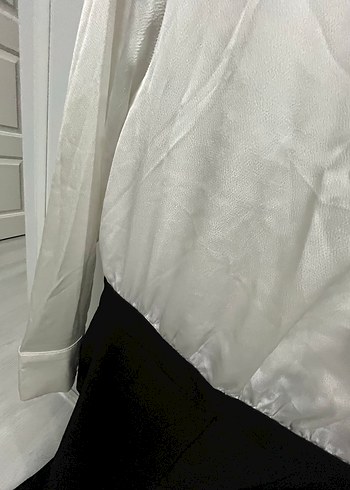 Uzun Kollu Beyaz-Siyah Midi Tulum - Görsel 9