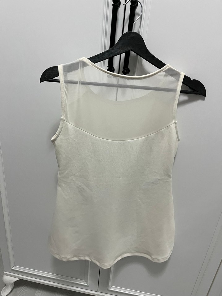 Fermuarlı Beyaz Kolsuz Mini Bluz - Görsel 4