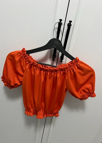 Kısa Kollu Turuncu Mini Bluz - Görsel 4