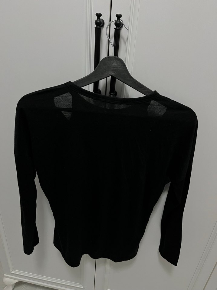 Siyah Uzun Kollu Dar Kesim Bluz - Görsel 5