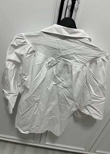 Beyaz Kısa Kollu Keten Gömlek - Görsel 5