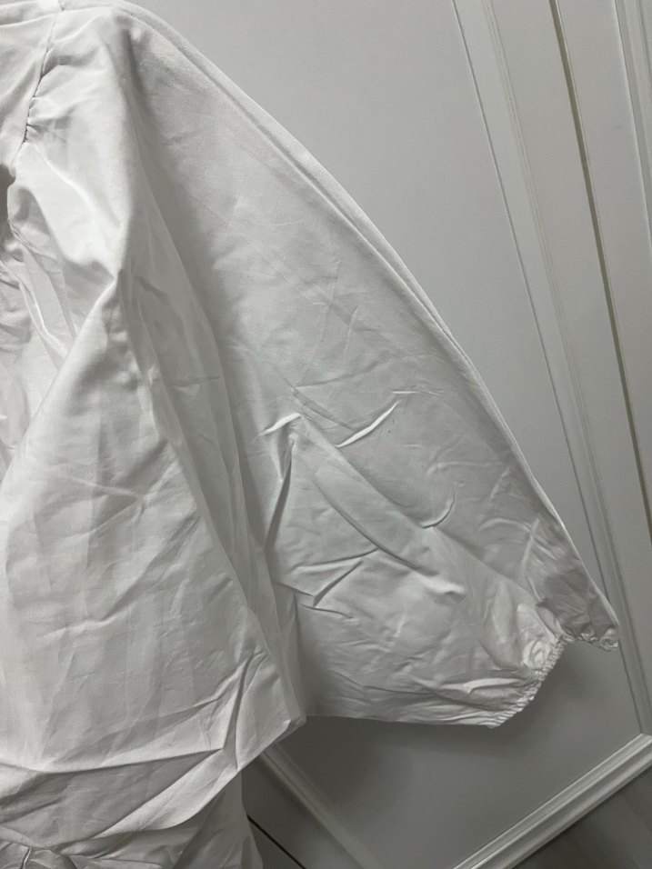 Beyaz Kısa Kollu Keten Gömlek - Görsel 3