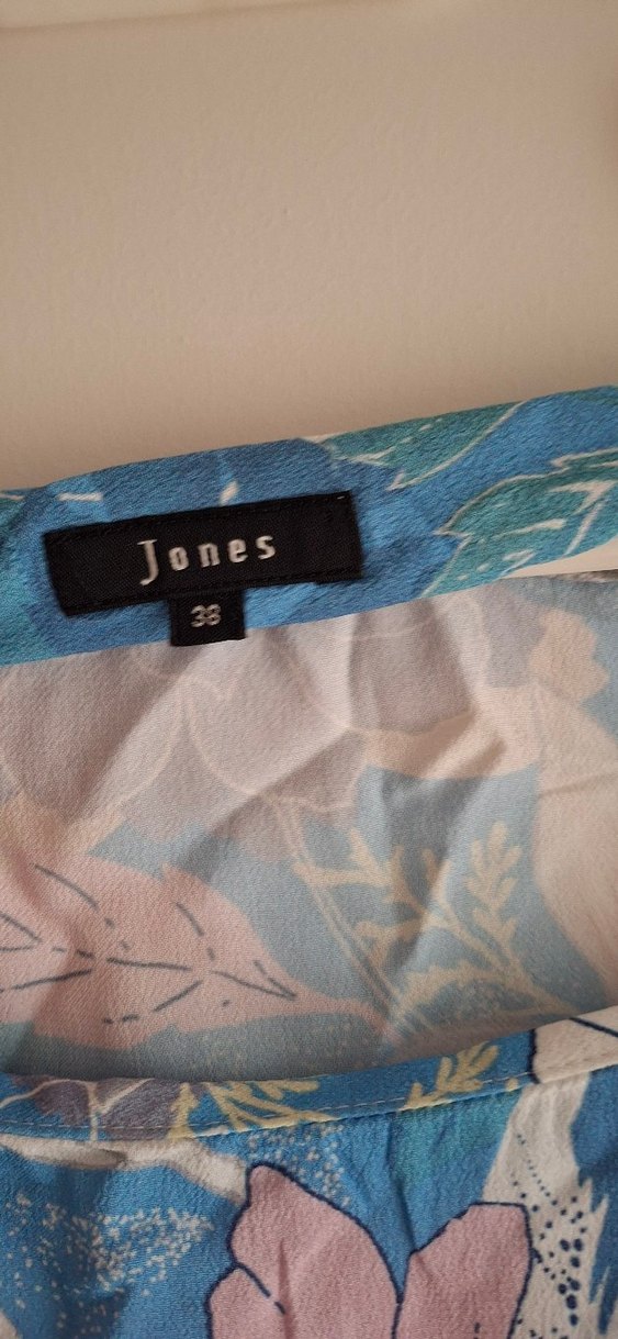 Mavi Çiçek Desenli Bohem Uzun Kollu Bluz - Görsel 2