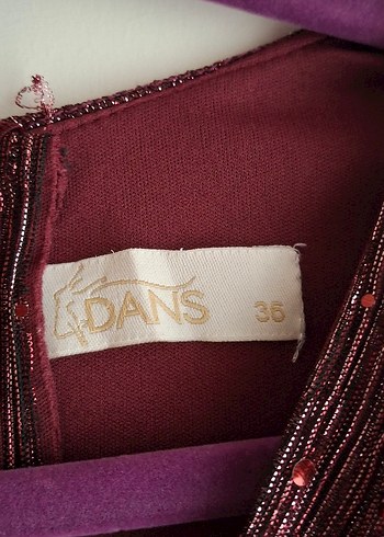 Bordo Drapeli Midi Abiye Elbise - Görsel 2