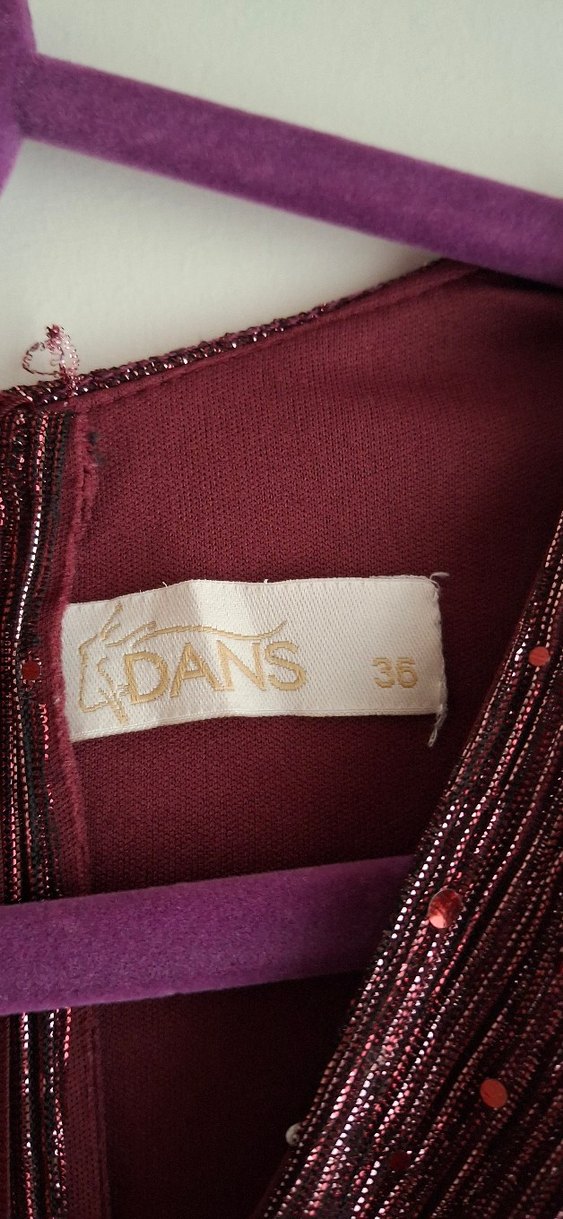 Bordo Drapeli Midi Abiye Elbise - Görsel 2