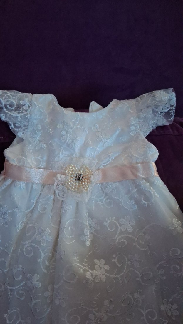 Beyaz Dantel İşlemeli Kız Çocuk Elbisesi - Görsel 2