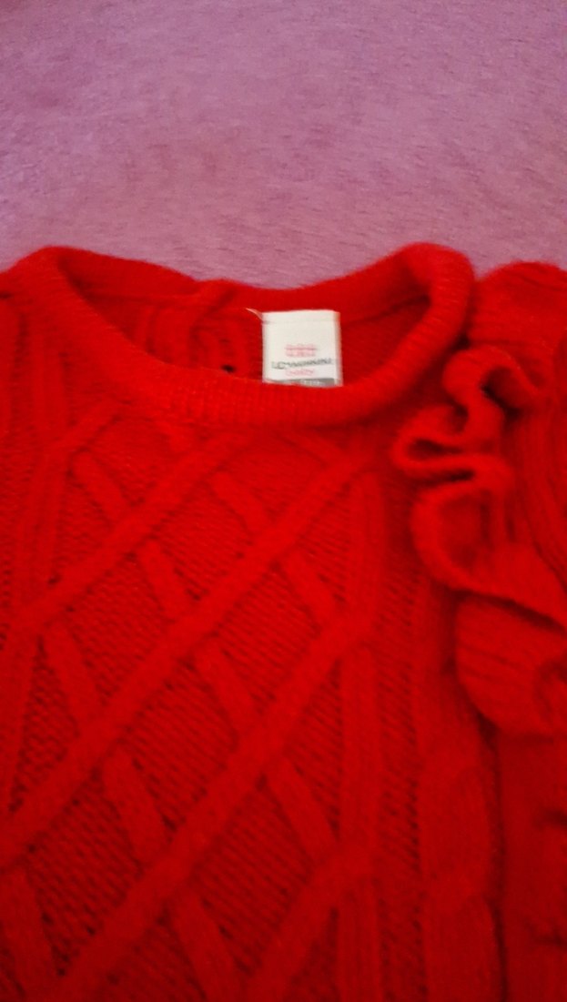 Kırmızı Fırfırlı Triko Kadın Kazak - Görsel 2