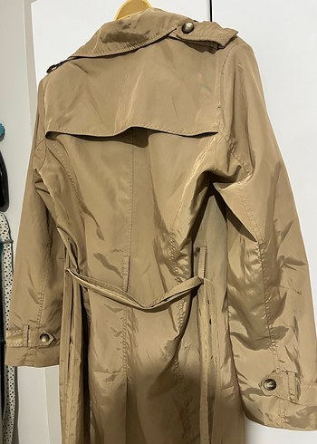 Bej Deri Kadın Trençkot Midi Boy - Görsel 3