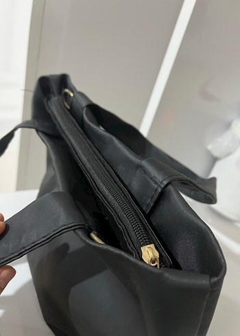 Siyah Deri Kemerli The Tote Bag Omuz Çantası - Görsel 4