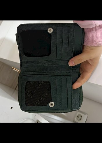 Kadın Haki Deri Fermuarlı Cüzdan - Görsel 6