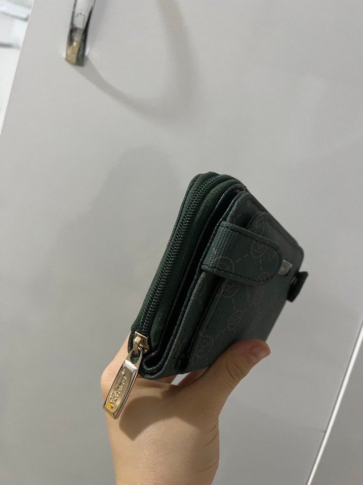 Kadın Haki Deri Fermuarlı Cüzdan - Görsel 2