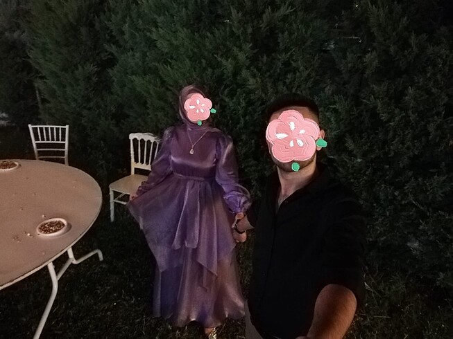 diğer Beden mor Renk Tesettür abiye