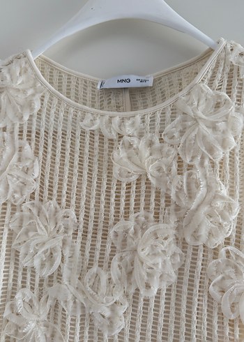 Dantel Detaylı Beyaz Uzun Triko Elbise - Görsel 6