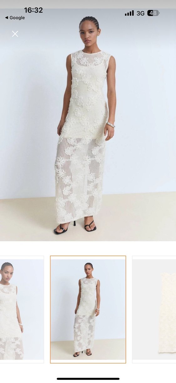 Dantel Detaylı Beyaz Uzun Triko Elbise - Görsel 2