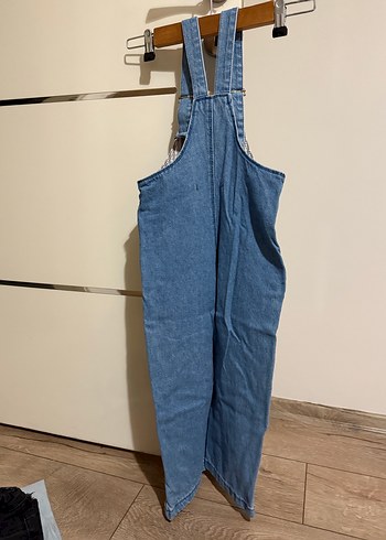 Kız Çocuk Kot Askılı Bol Kesim Tulum - Görsel 6