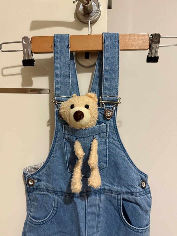 Kız Çocuk Kot Askılı Bol Kesim Tulum - Görsel 4