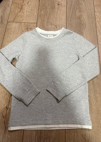 Erkek Gri Basic Uzun Kollu Sweatshirt - Görsel 5