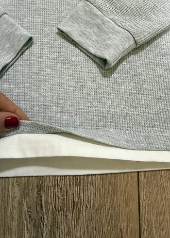 Erkek Gri Basic Uzun Kollu Sweatshirt - Görsel 4