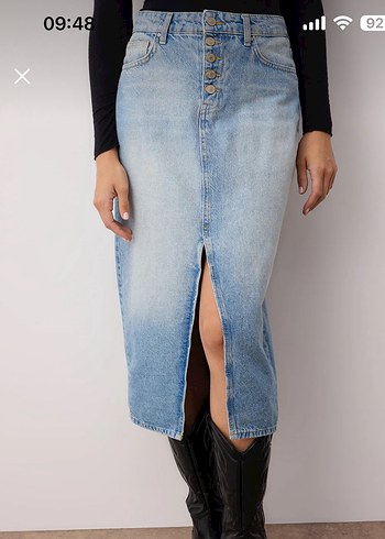 Trendyol & Milla Düğmeli Midi Denim Etek
