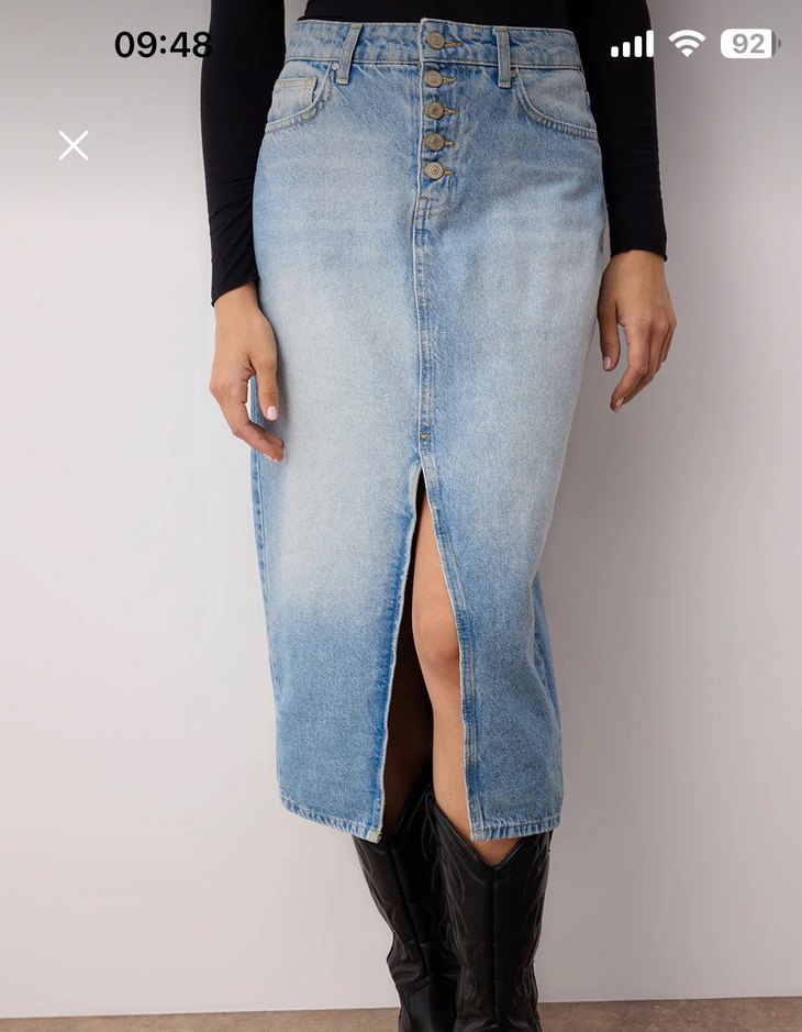 Düğmeli Midi Denim Etek - Görsel 2