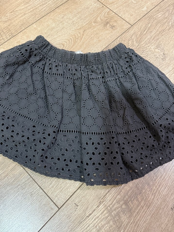 Nakışlı Siyah Pamuk Mini Etek - Görsel 3